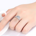 AAA Clear CZ Engagement Ring with Flower Shape 925 Sterling Silver Ring